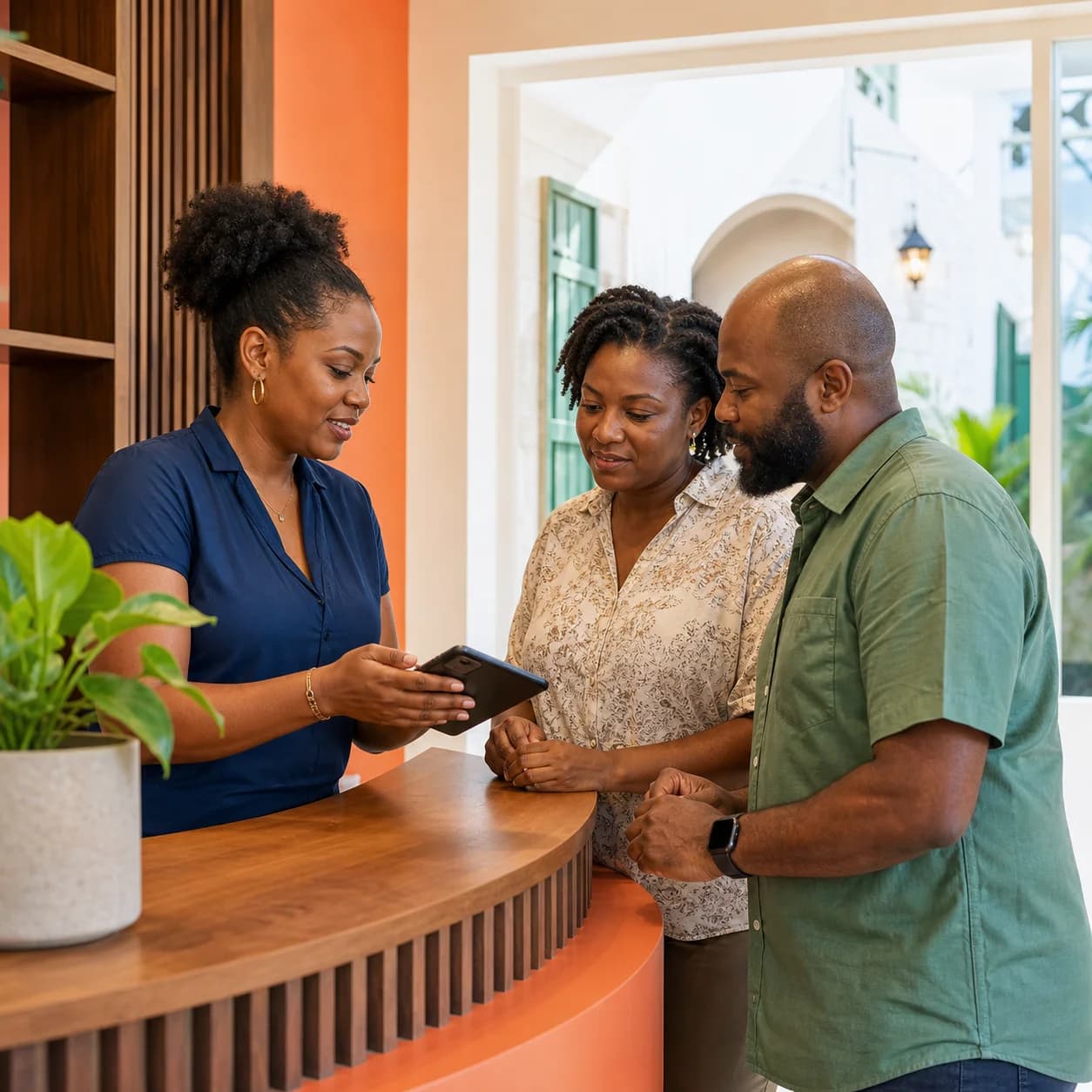 Barbadian customers receiving in-person service